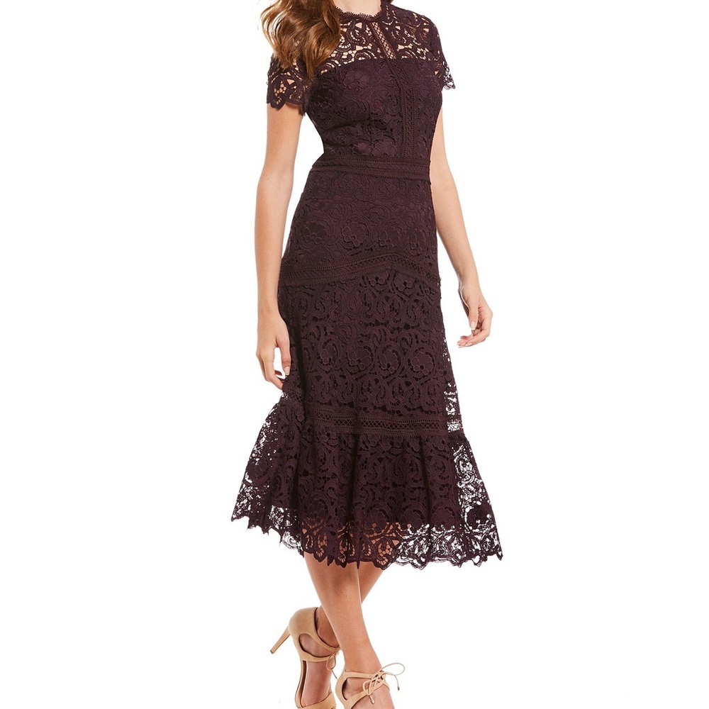Antonia Melani Elegant Lace Midi Dress